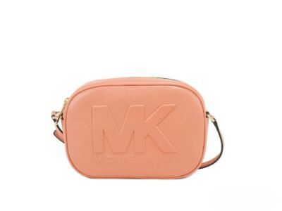 Michael kors vidutinė ovali odinė rankinė per petį, šerberto spalvos
