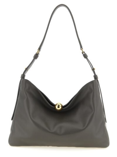 Gray Calfskin Shoulder Bag