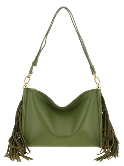 Bicolor Lamb Leather Shoulder Bag