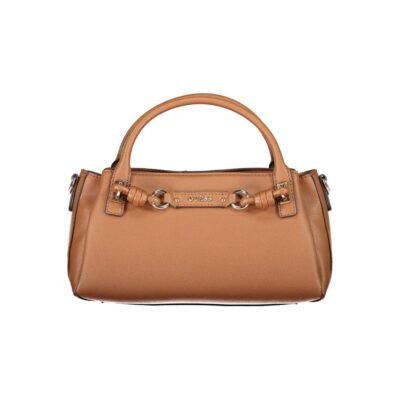 Brown Polyurethane Women's Bag with Adjustable Strap