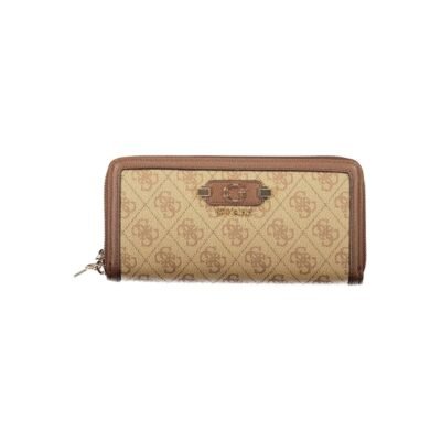 Beige Poliuretano Womens Wallet With Zip Closure