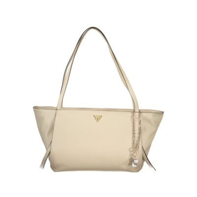Beige Polyurethane Women's Bag