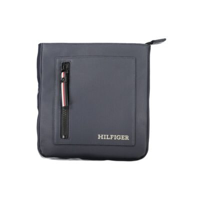 Navy Polyurethane Men's Shoulder Bag