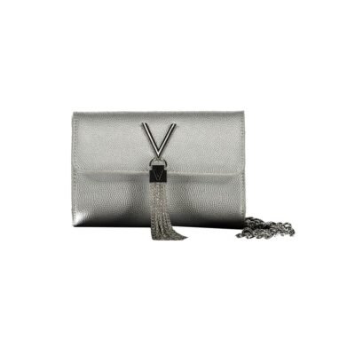 Silver Polyurethane Women Bag