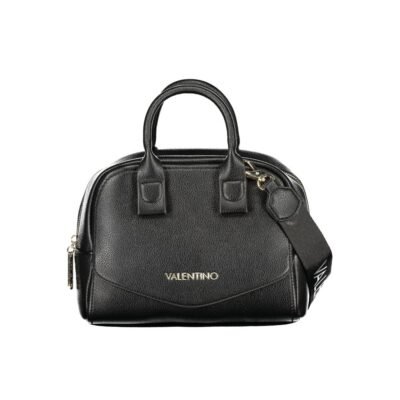 Black Synthetic Leather Women's Bag with Shoulder Strap