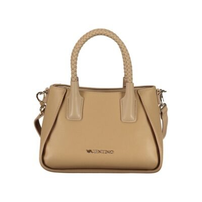 Beige Polyurethane Women's Bag with Handles and Shoulder Strap