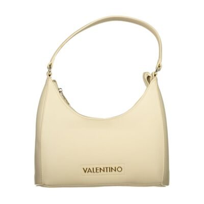 Beige Polyurethane Women's Bag with Adjustable Shoulder Strap