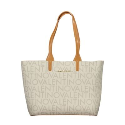 Beige Polyurethane Womens Bag