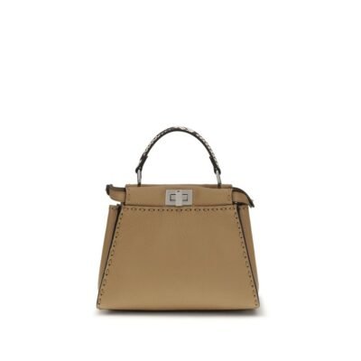 Smėlio spalvos odinė rankinė peekaboo mini