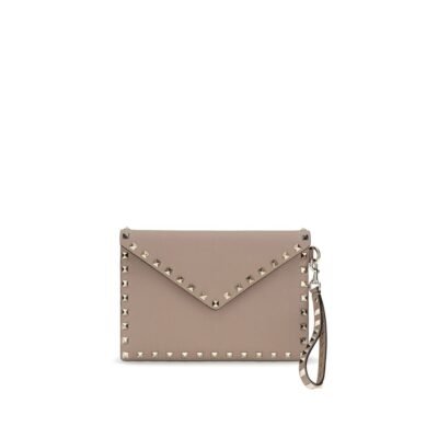 Beige Calf Leather Bos Taurus Clutch Bag