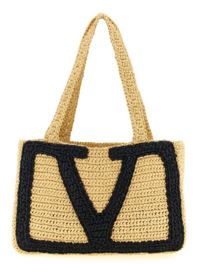 Beige Viscose Tote Bag