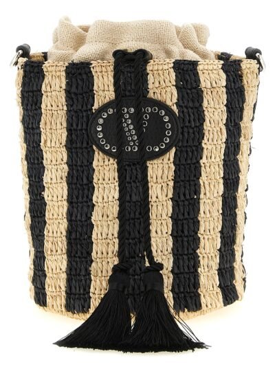Black Straw Shoulder Bag