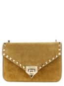 Smėlio spalvos odinė rankinė per petį