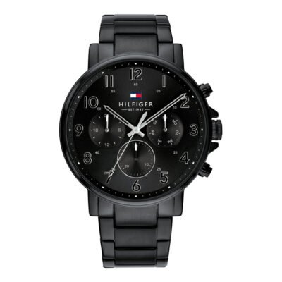 Vyriškas tommy hilfiger juodas laikrodis daniel