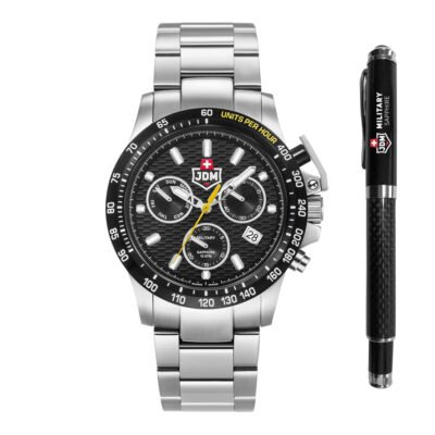 Vyriškas jdm military charlie ii chronografinis laikrodis, sidabrinis