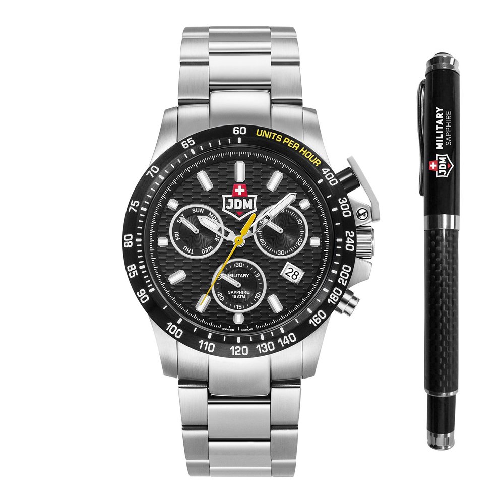 Vyriškas jdm military charlie ii chronografinis laikrodis, sidabrinis