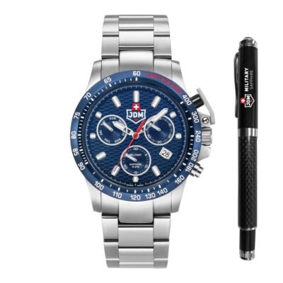 Vyriškas jdm military charlie ii mėlynas chronografinis laikrodis