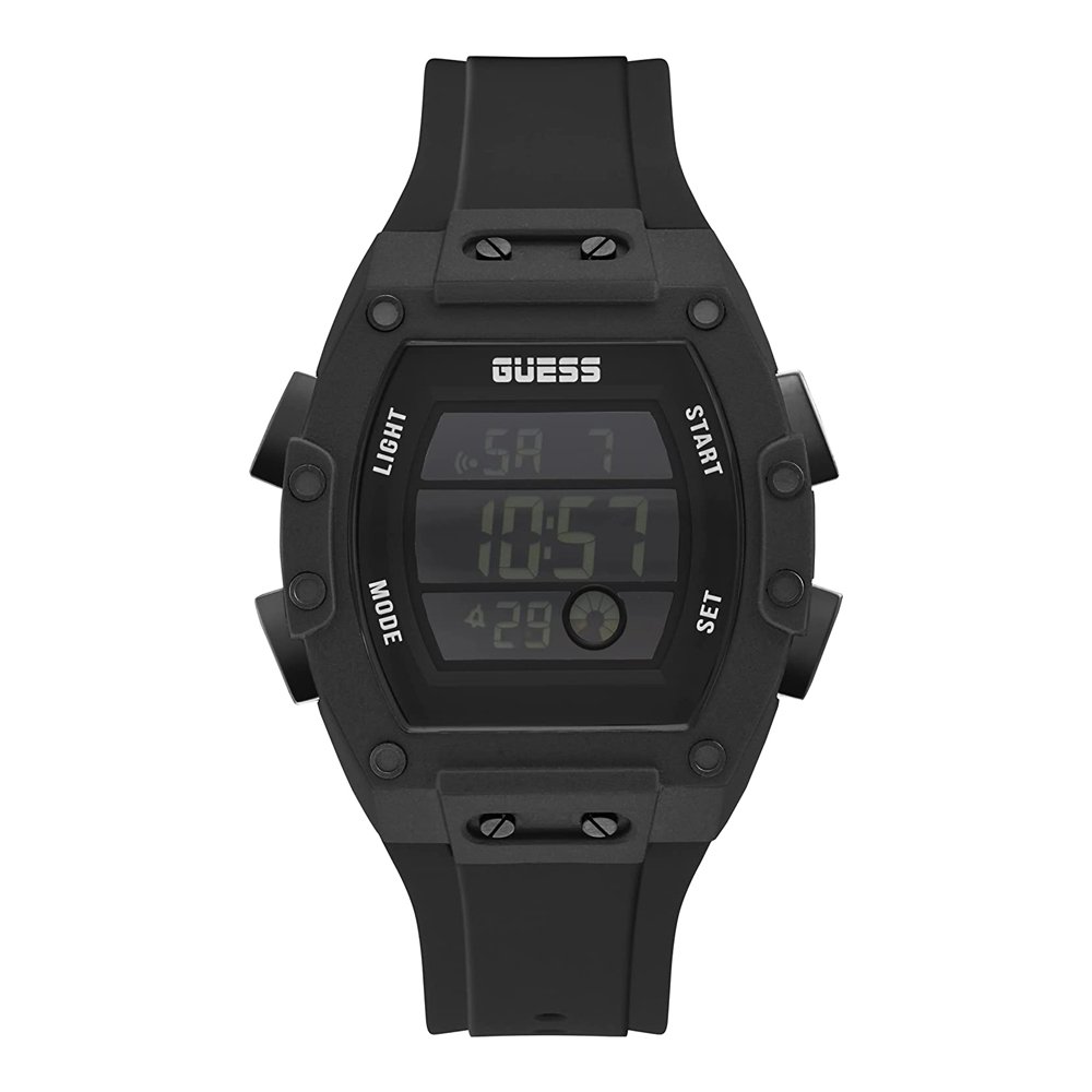 Juodas guess tonneau vyriškas chronografinis laikrodis