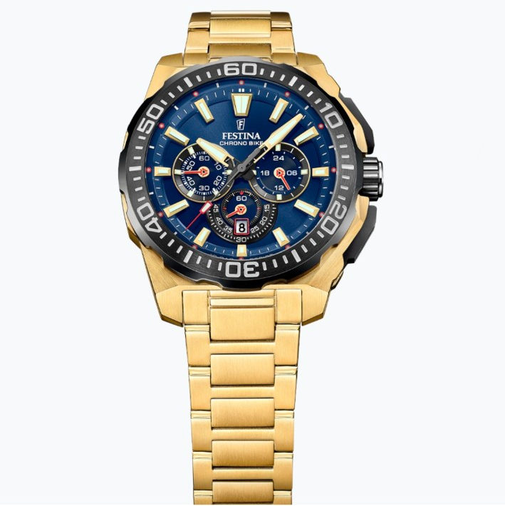 Vyriškas festina chrono bike f20727/1 auksinis nardymo laikrodis su chronografu - Image 4